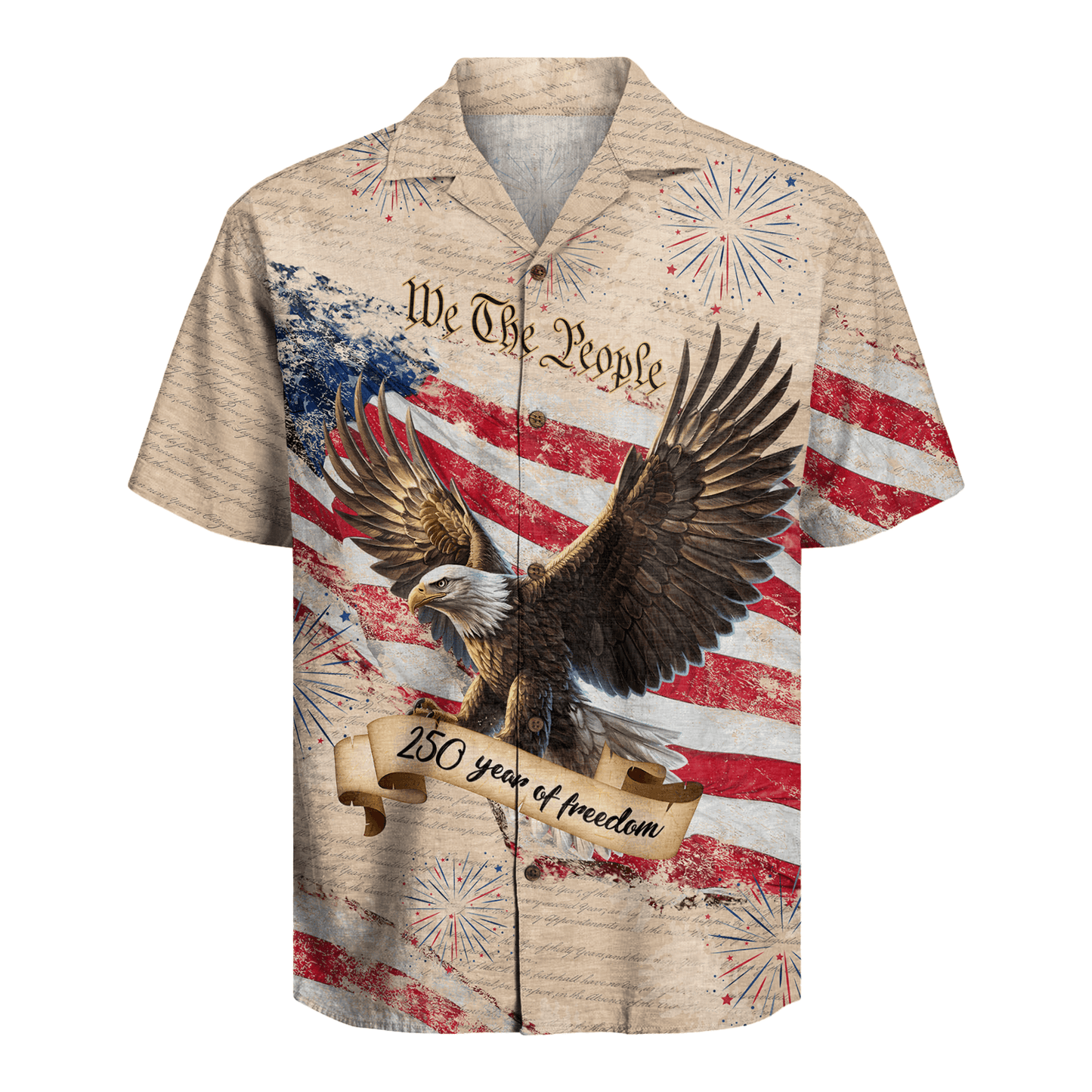 NOVAZA 250th Anniversary American Flag Hawaiian Shirt 1776-2026