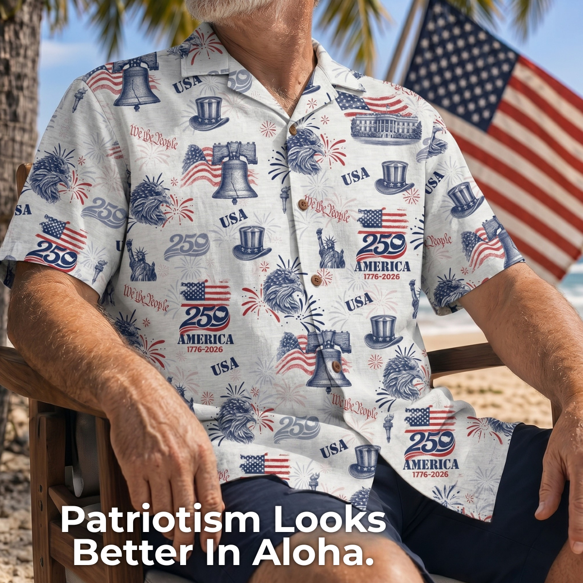 NOVAZA We The People Bald Eagle Hawaiian Shirt 250th Anniversary
